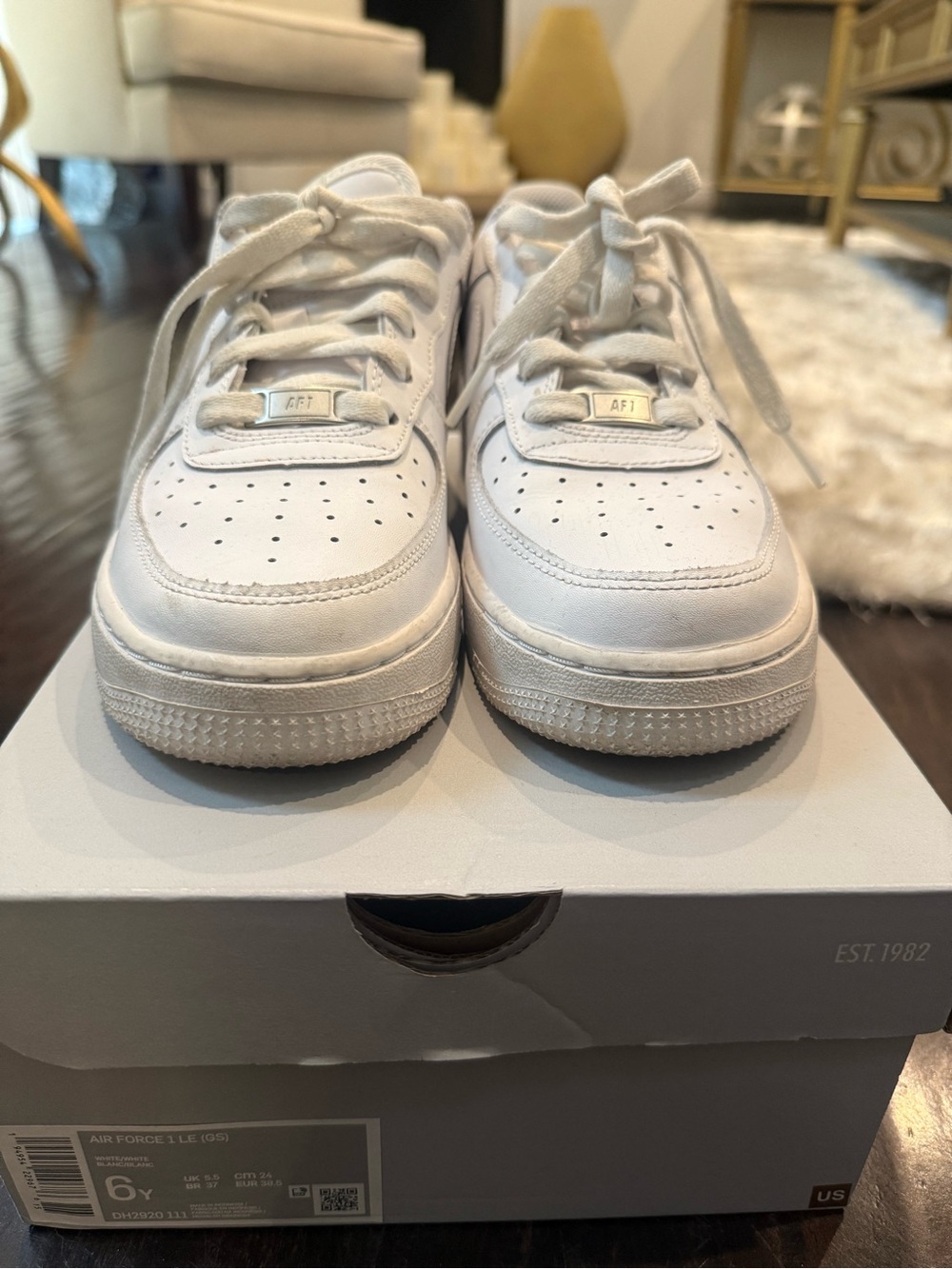 Kids White Sneakers AF1 Style - Classic Everyday Shoe